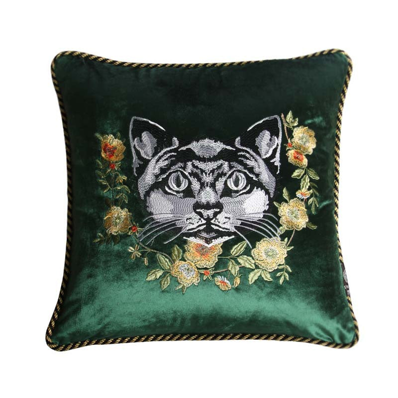 Home Velvet Embroidery Pillow Cover