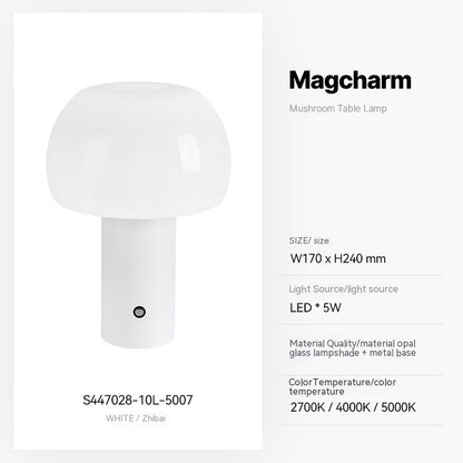 Petite lampe de bureau champignon, chargement sans fil, lumière d'ambiance tactile