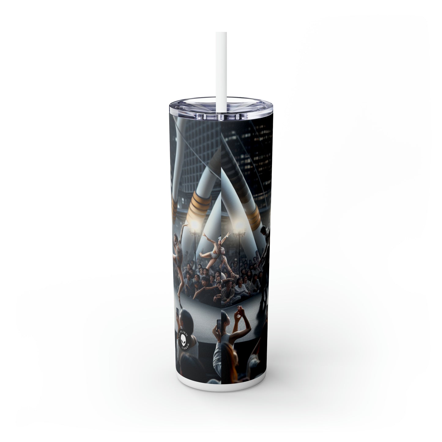 "Seasonal Elements: A Dynamic Performance Art Piece" - The Alien Maars® Skinny Tumbler with Straw 20oz Performance Art