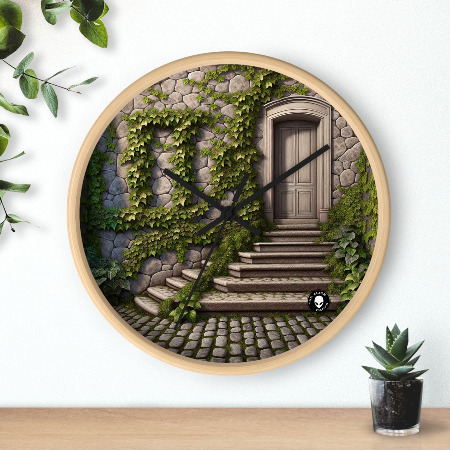 "Trompe-L'oeil Ivy Wall" - El reloj de pared alienígena Trompe-l'oeil