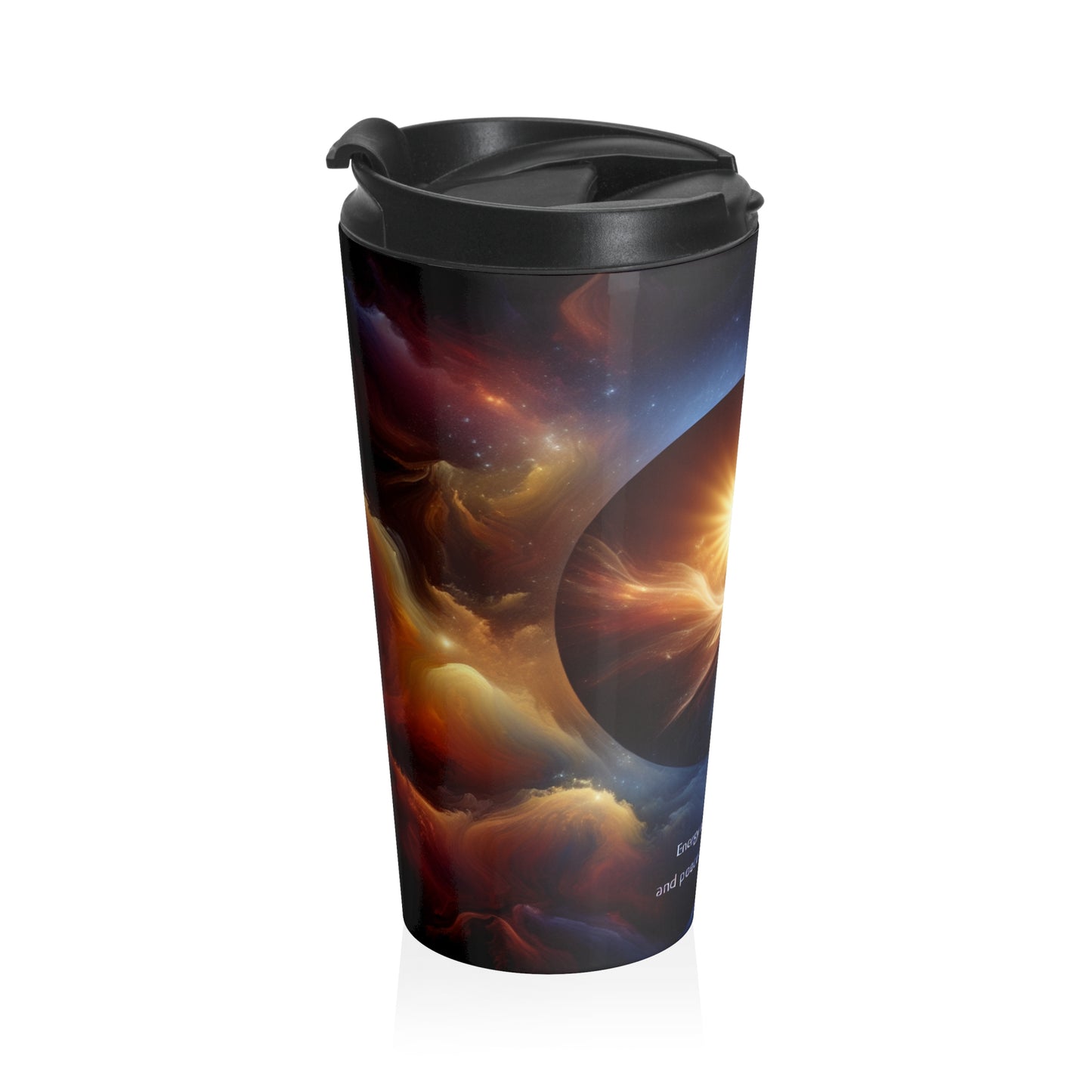 "Celestial Embrace: The Fusion of Sun and Moon" - The Alien Stainless Steel Travel Mug