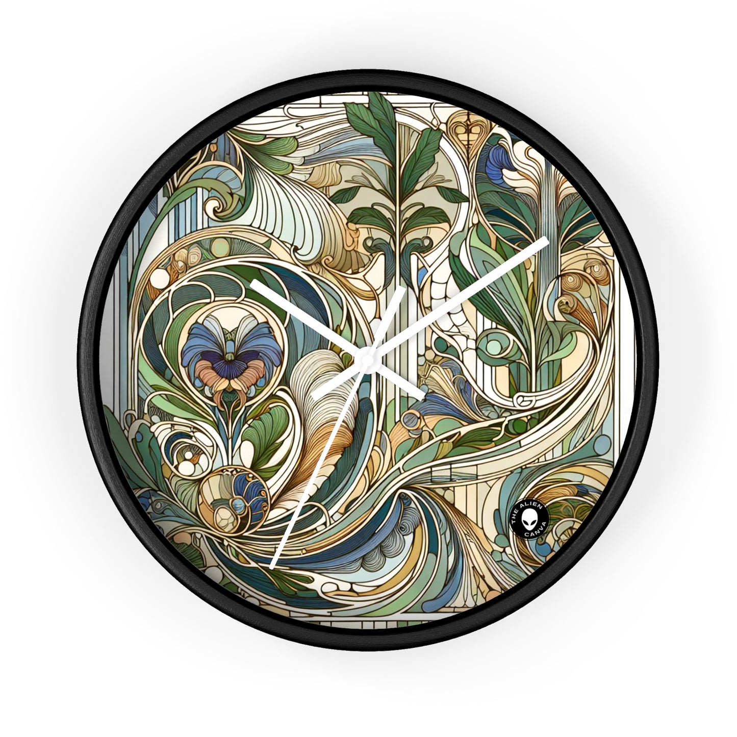 "Encantamiento iluminado por la luna: una serenata mística en el estilo Art Nouveau" - El reloj de pared alienígena Art Nouveau