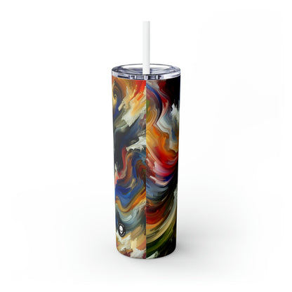 "Cacophony of Conflict" - The Alien Maars® Skinny Tumbler with Straw 20oz Expressionism