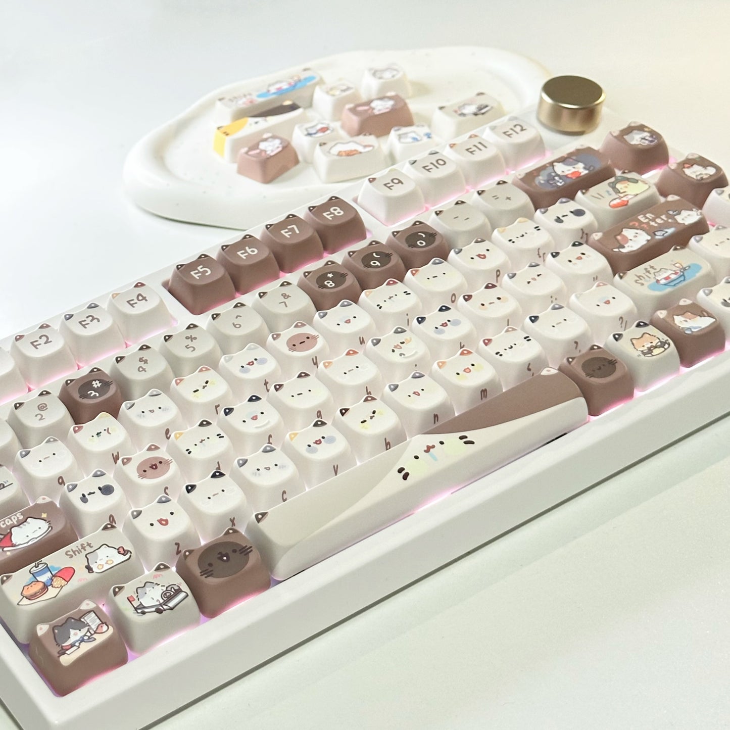 Kit de capuchons de touches de café, adapté au clavier mécanique Moka Cat