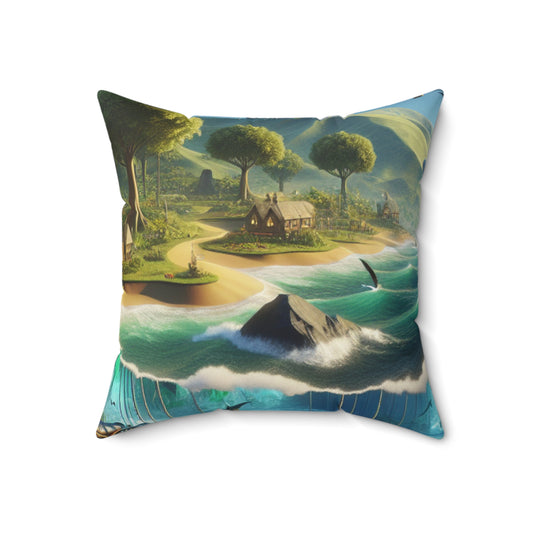 "Virtual Reality Odyssey: An Immersive 3D Art Experience" - The Alien Spun Polyester Square Pillow Virtual Reality Art Style