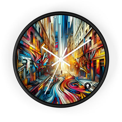 "Ecosistema urbano: una fusión de graffiti" - El reloj de pared alienígena Graffiti Art