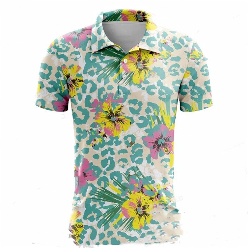 Summer Golf Polo Shirt Men's Printed Short Sleeve