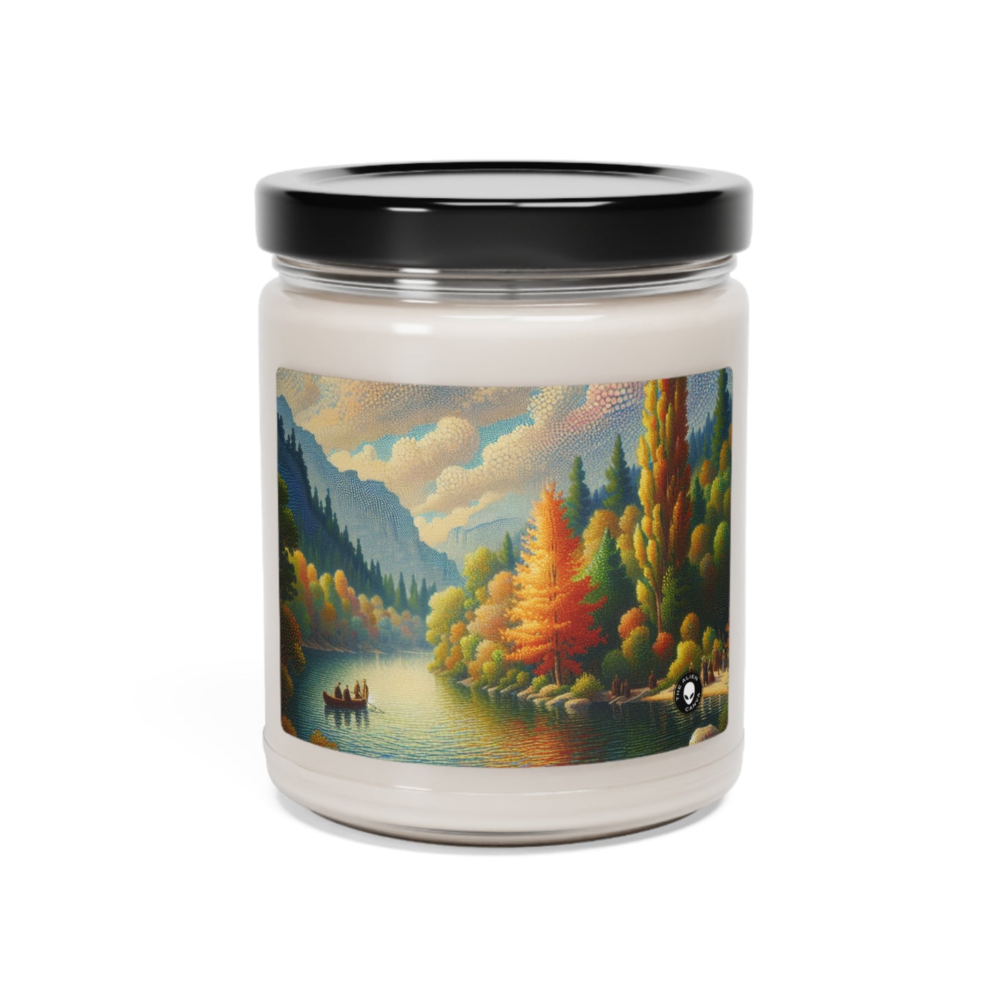 "Serenity in Dots: A Pointillism Sunset at the Beach" - The Alien Scented Soy Candle 9oz Pointillism