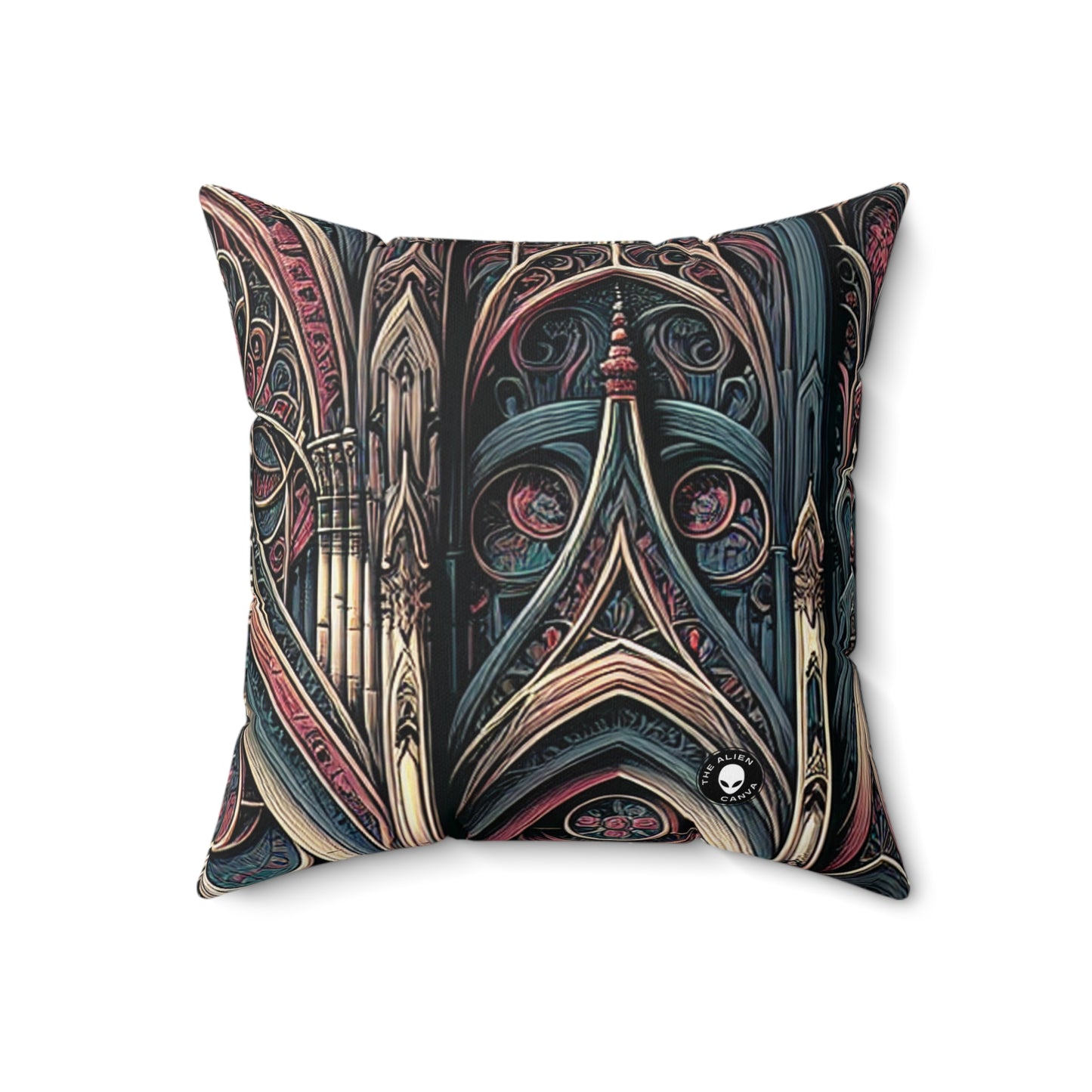 "Solace in Shadows: A Gothic Masterpiece of Eternal Darkness and Melancholic Beauty"- The Alien Spun Polyester Square Pillow Gothic Art