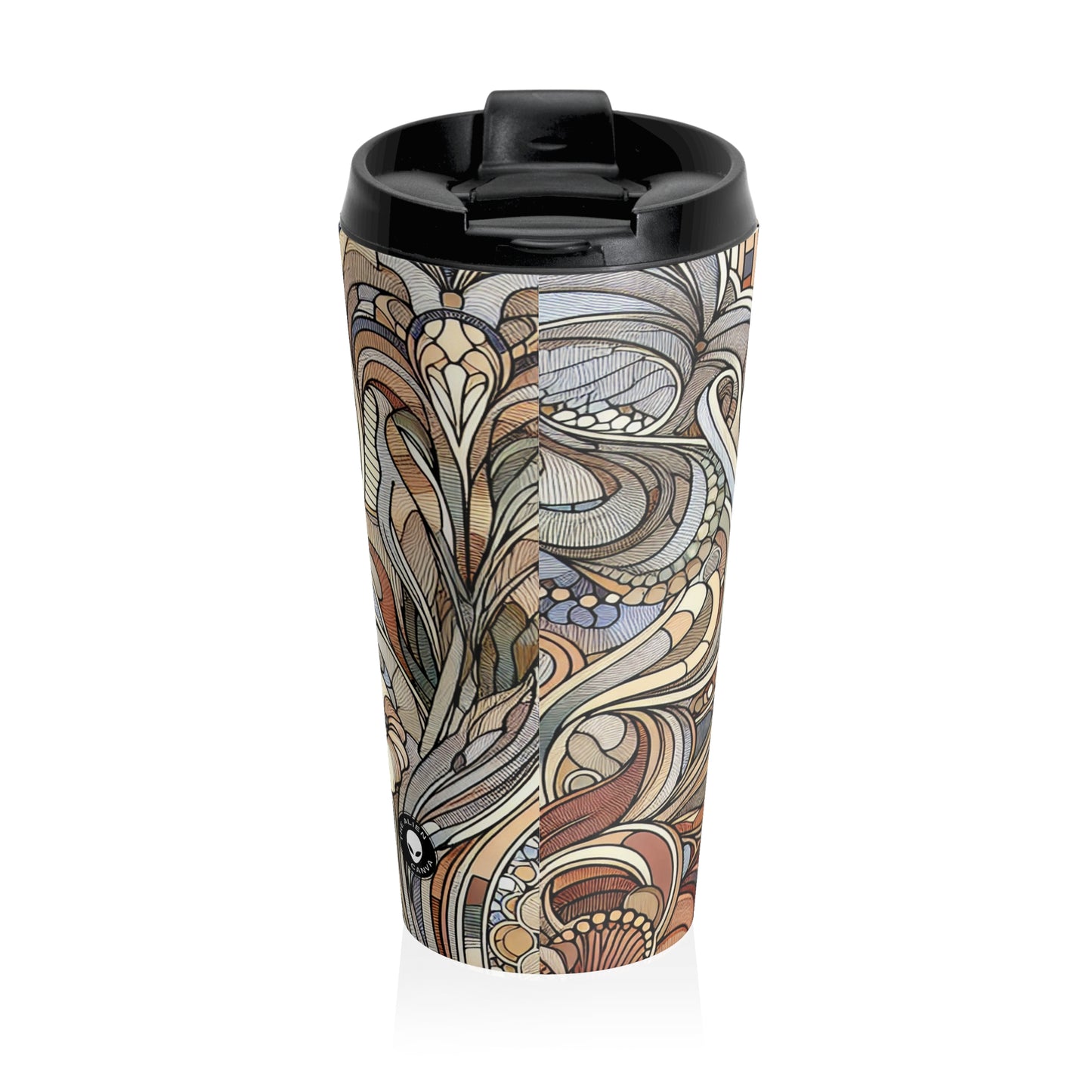 "La musa de la naturaleza: Mujer Art Nouveau" - Taza de viaje de acero inoxidable The Alien Art Nouveau