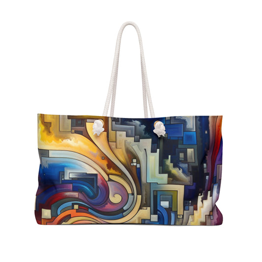 "Serene Blue: Abstract Art with Geometric Shapes" - The Alien Weekender Bag Abstract Art