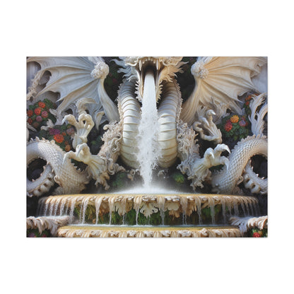 "Fiery Dragon Fountain: Heaven's Cascade" - The Alien Canva Rococo Style