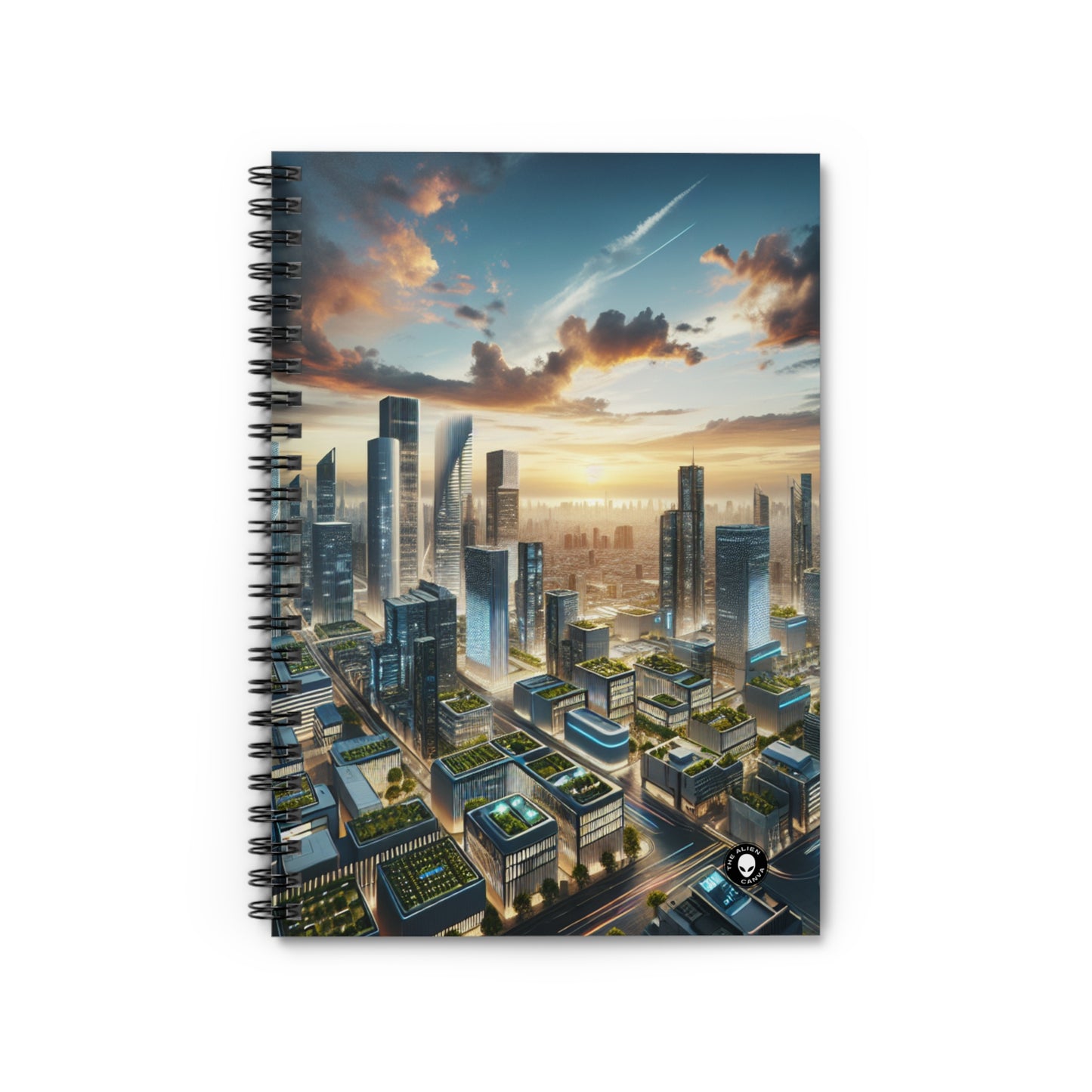 "Future Metropolis: A Neo-Futuristic Urban Utopia" - The Alien Spiral Notebook (Ruled Line) Neo-futurism