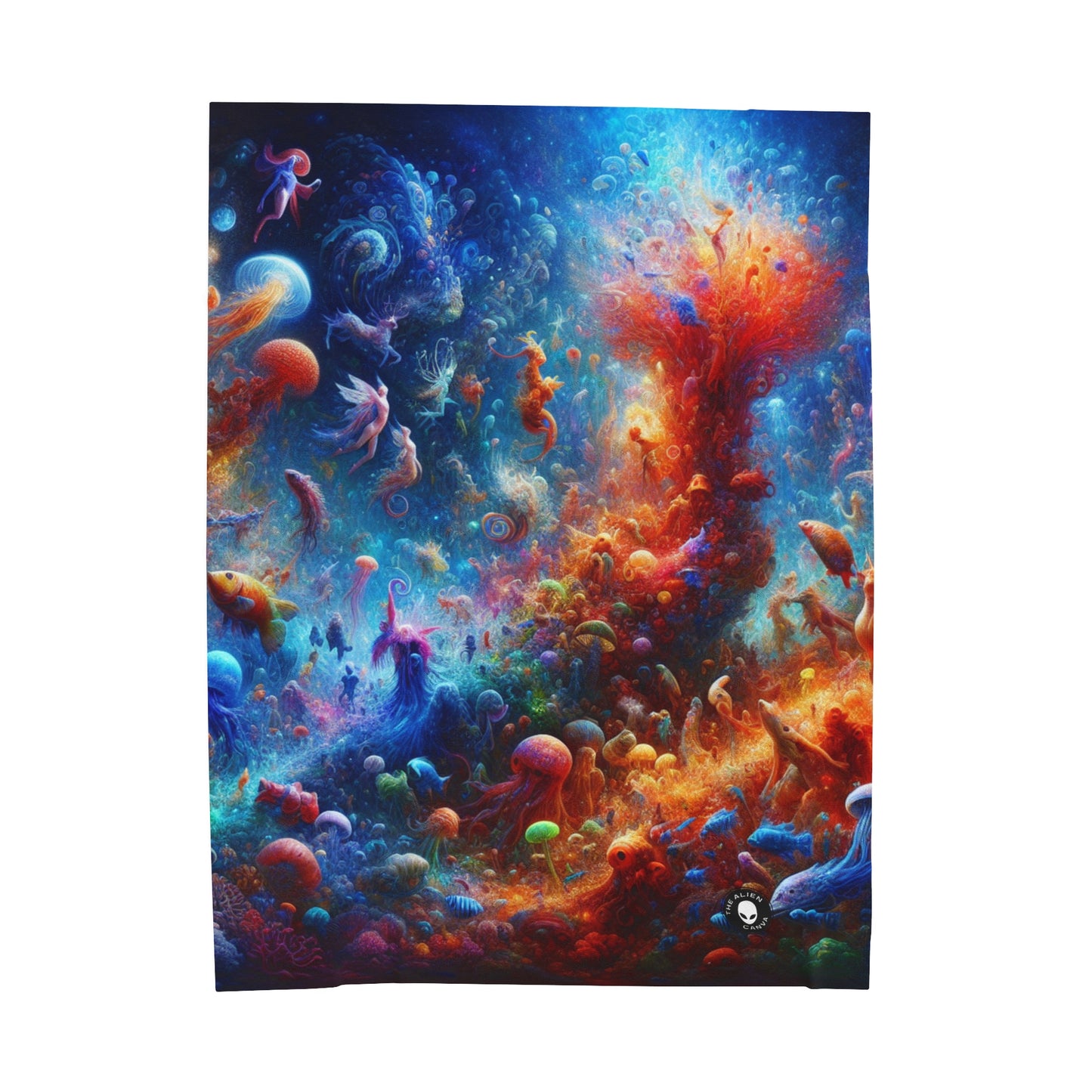 "Glowing Coral Dance Party" - The Alien Velveteen Plush Blanket