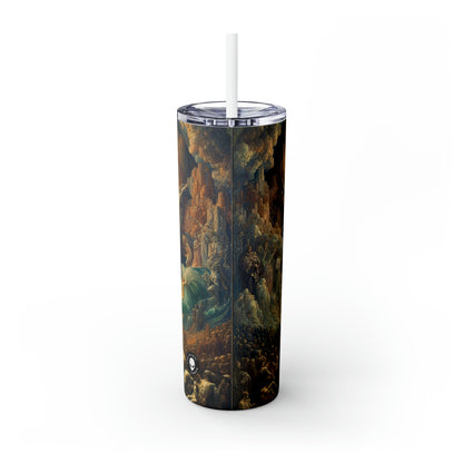 "Mystical Reflections: A Symbolic Journey Through the Looking Glass" - The Alien Maars® Skinny Tumbler with Straw 20oz Symbolism