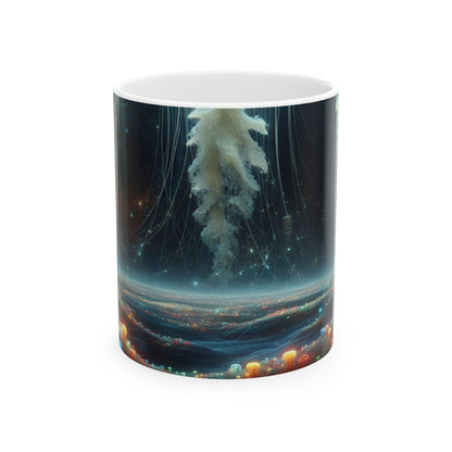 Taza de cerámica de 11 oz con diseño de paisaje onírico de medusas