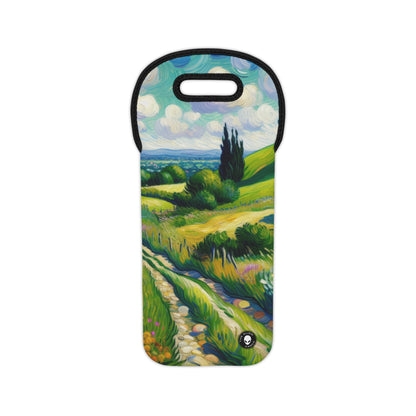 "Mystical Morning: A Post-Impressionist Journey into a Vibrant Dawn" - The Alien Wine Tote Bag Post-Impressionism