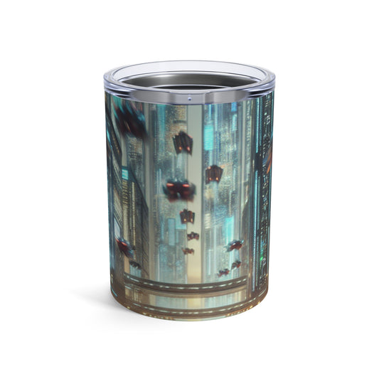 Neon Rain: A Futuristic Cityscape - The Alien Tumbler 10oz