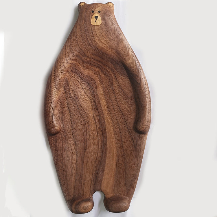 Cute Bear Wood Board Bread Plate Block Bear Shape Tray Black Walnut Cutting Board Table Decor Kitchen Accessories Coaster