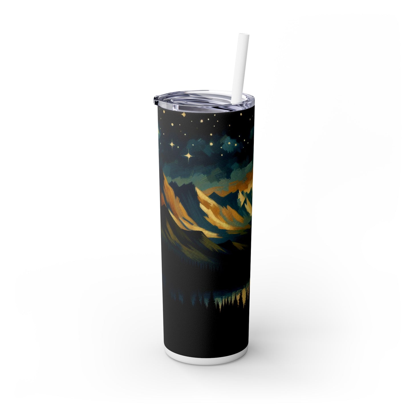 "Centinela silenciosa de los bosques sombríos" - El vaso delgado Alien Maars® con pajita Tenebrism de 20 oz