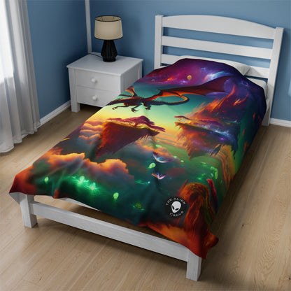 "Dragon's Flight in the Fantastical Realm" - The Alien Velveteen Plush Blanket