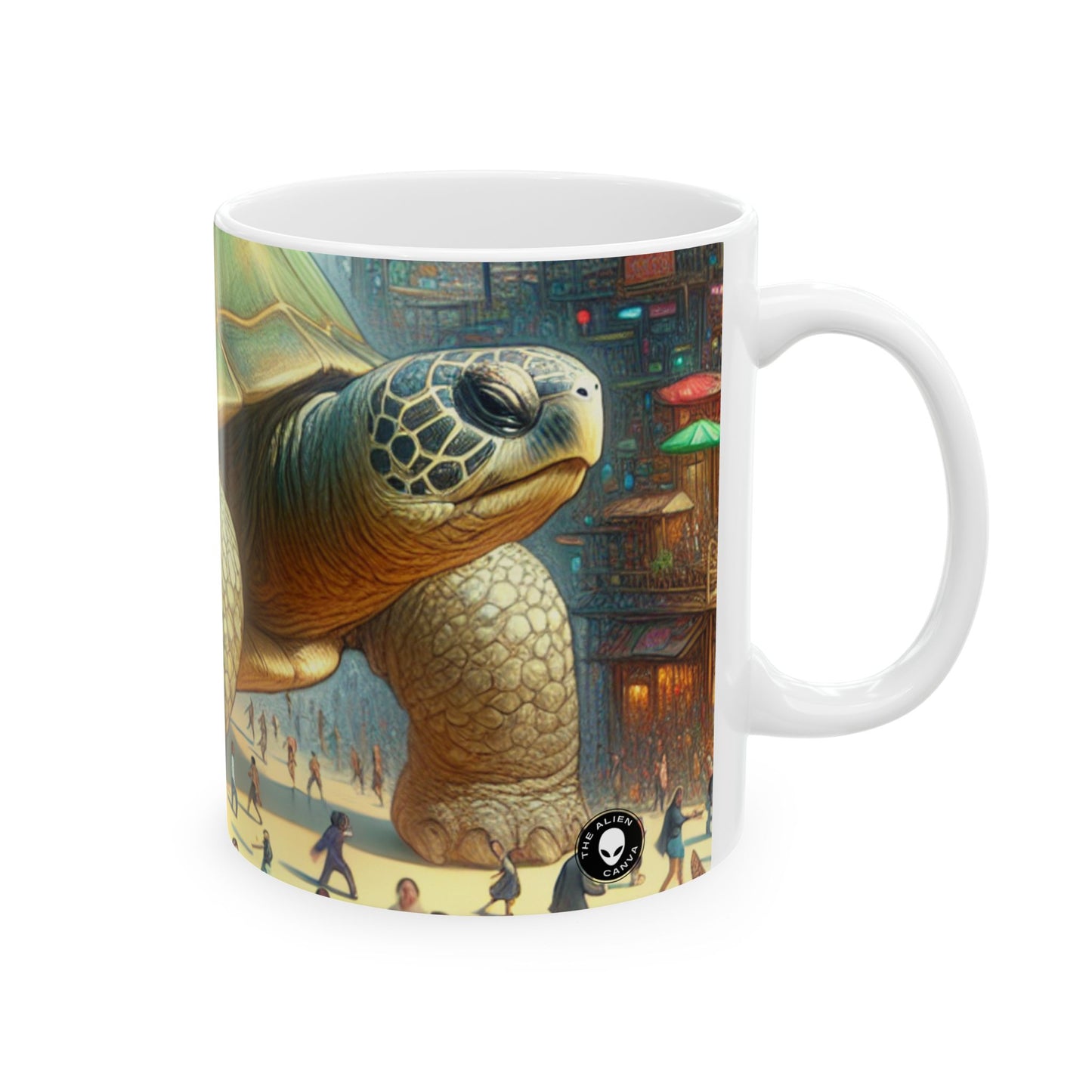 « La merveilleuse tortue dans la ville » – Tasse en céramique Alien 11 oz