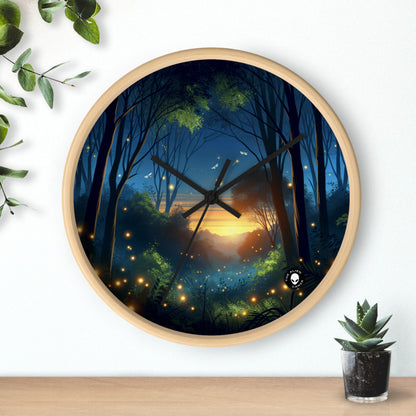 "Atardecer encantado: Luciérnagas en el bosque" - El reloj de pared alienígena