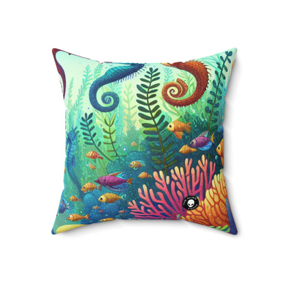 Enchanted Aquatic Realm: Mermaids and Seahorses- The Alien Spun Polyester Square Pillow