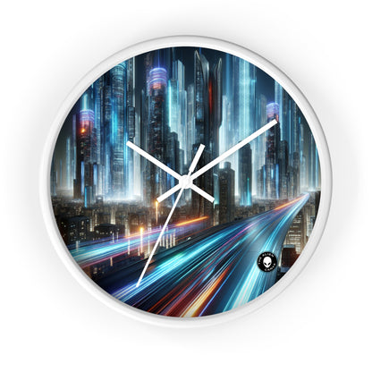 "Neon Nightscapes: A Futuristic City Adventure" - The Alien Wall Clock