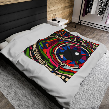 "Eye of the Illusionist". - The Alien Velveteen Plush Blanket Op Art Style