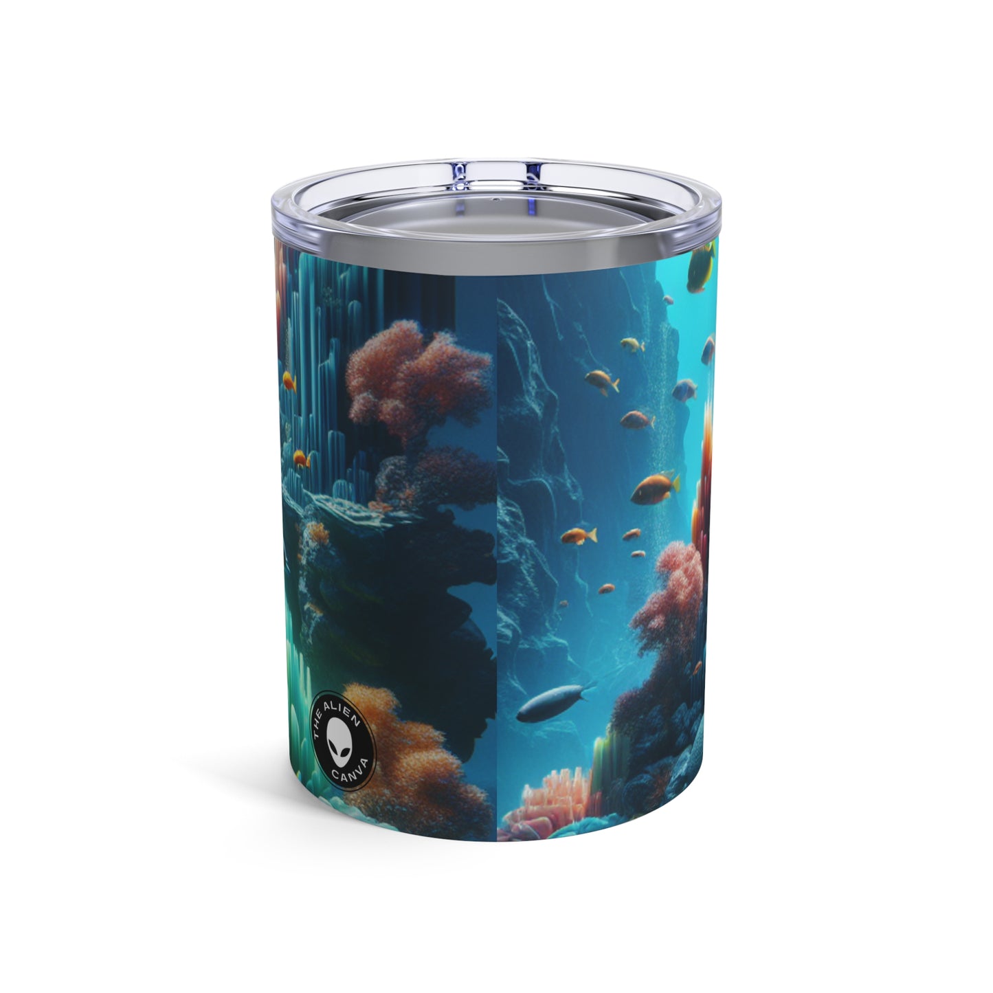 "Neon Reef: una sinfonía surrealista submarina" - Vaso Alien de 10 oz