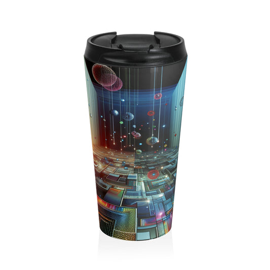 "Enchanted Oasis: A Virtual Reality Garden Experience" - The Alien Stainless Steel Travel Mug Virtual Reality Art