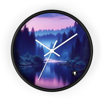 "Twilight Tranquility: Forest River Reflections" - The Alien Wall Clock