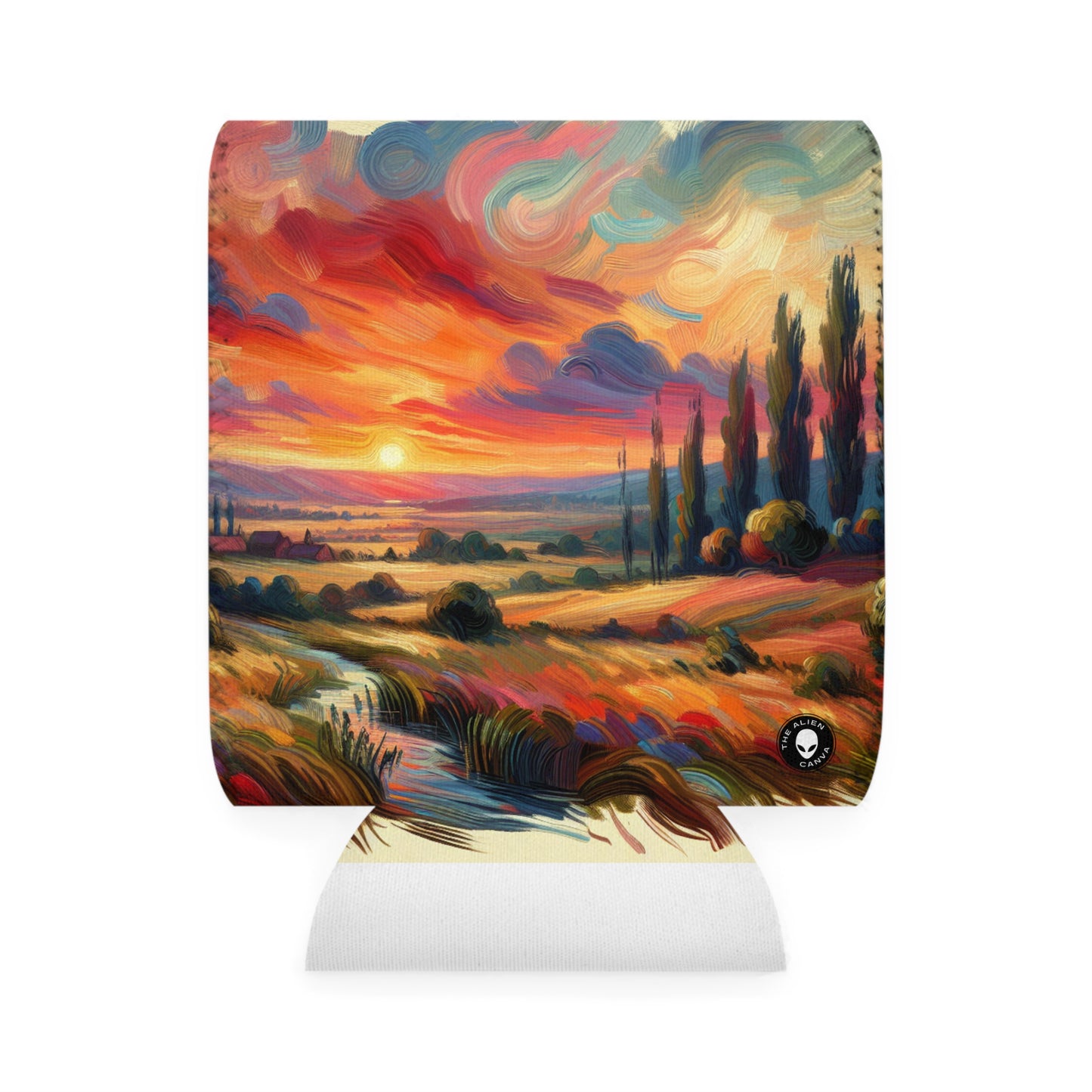 "Harmonious Vistas: A Post-Impressionist Celebration of Nature and Rural Life" - The Alien Can Cooler Sleeve Post-Impressionism