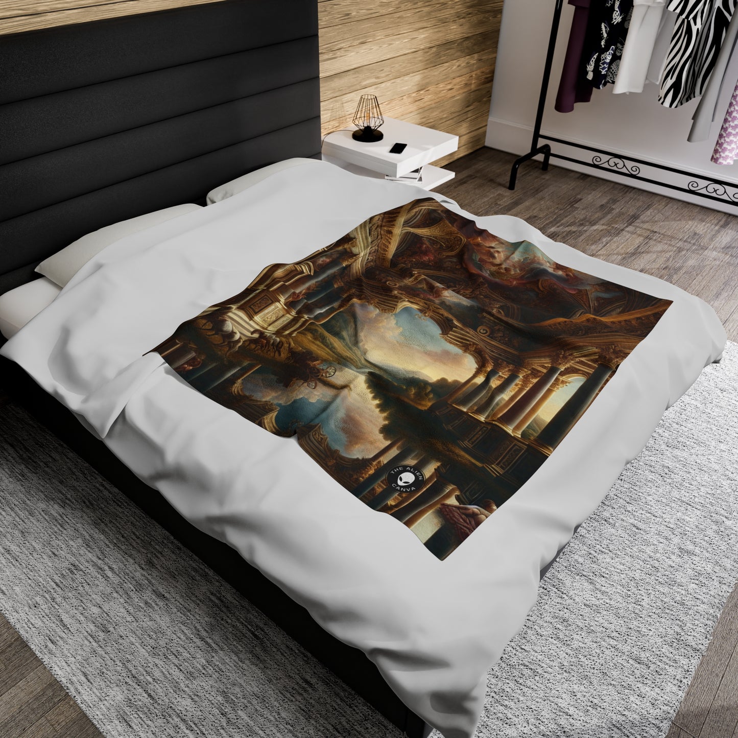 "A Neo-Renaissance Odyssey: A Modern Panorama" - The Alien Velveteen Plush Blanket Renaissance Art