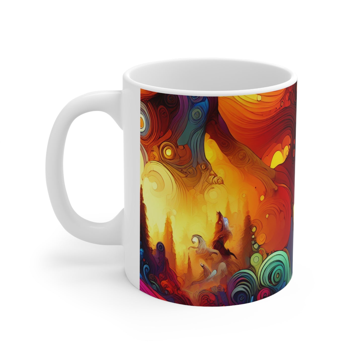 "Crossovers Clash: The Ultimate Battle of Dimensions" - Taza de cerámica alienígena de 11 oz Arte de videojuegos