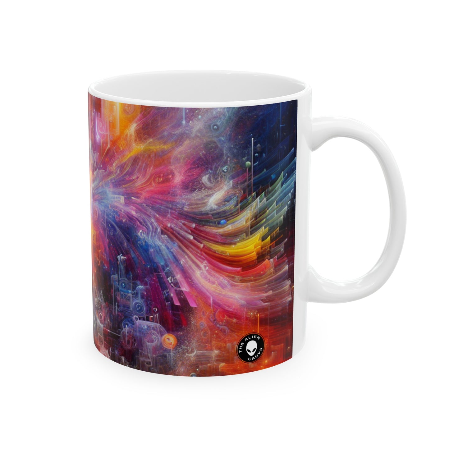 "Chromatic Sundown: Time-Lapse Sky Art" - Taza de cerámica alienígena, 11 oz, vídeo arte