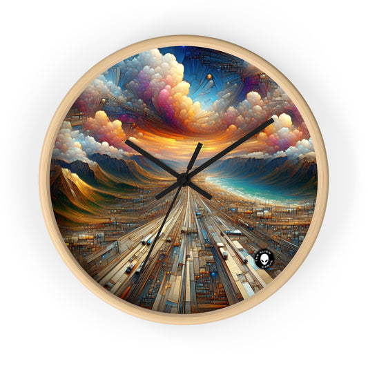 "Reino Encantado: Un Reino Mágico de Hadas" - La pintura digital del reloj de pared alienígena