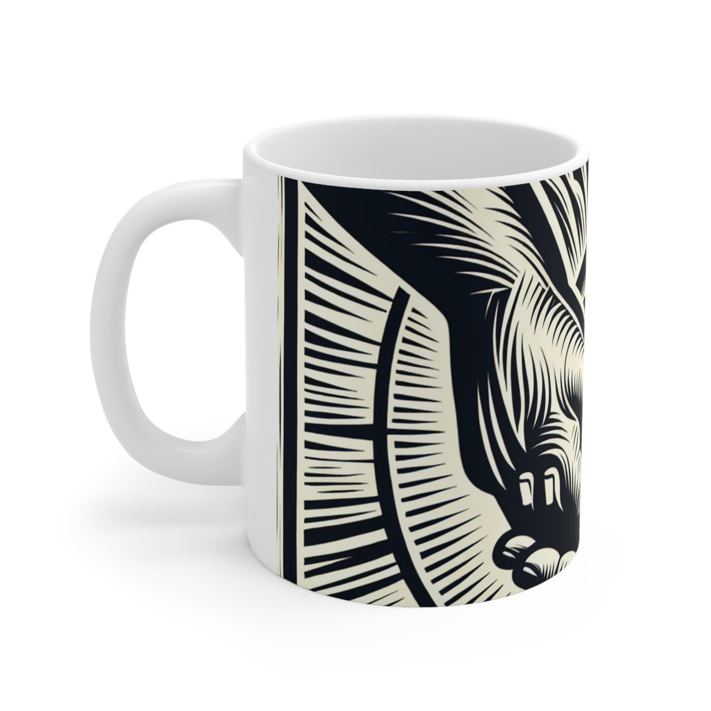 "Uniting Hands, Uniting Nations" - The Alien Ceramic Mug 11oz Woodcut Printing Style