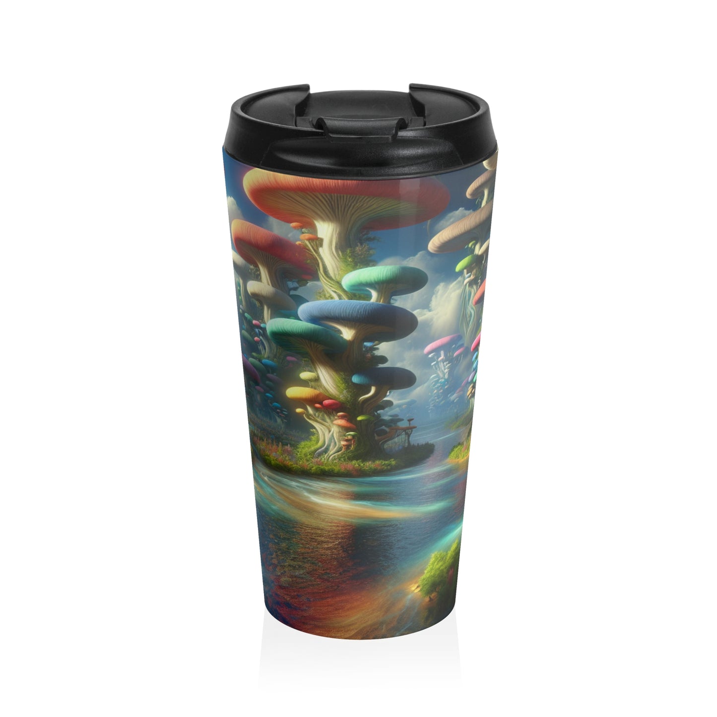 "Mystical Mushroom Wonderland": taza de viaje de acero inoxidable de The Alien