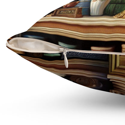 "Revealed Wonders: A Trompe-l'oeil Journey to an Underwater Oasis"- The Alien Spun Polyester Square Pillow Trompe-l'oeil