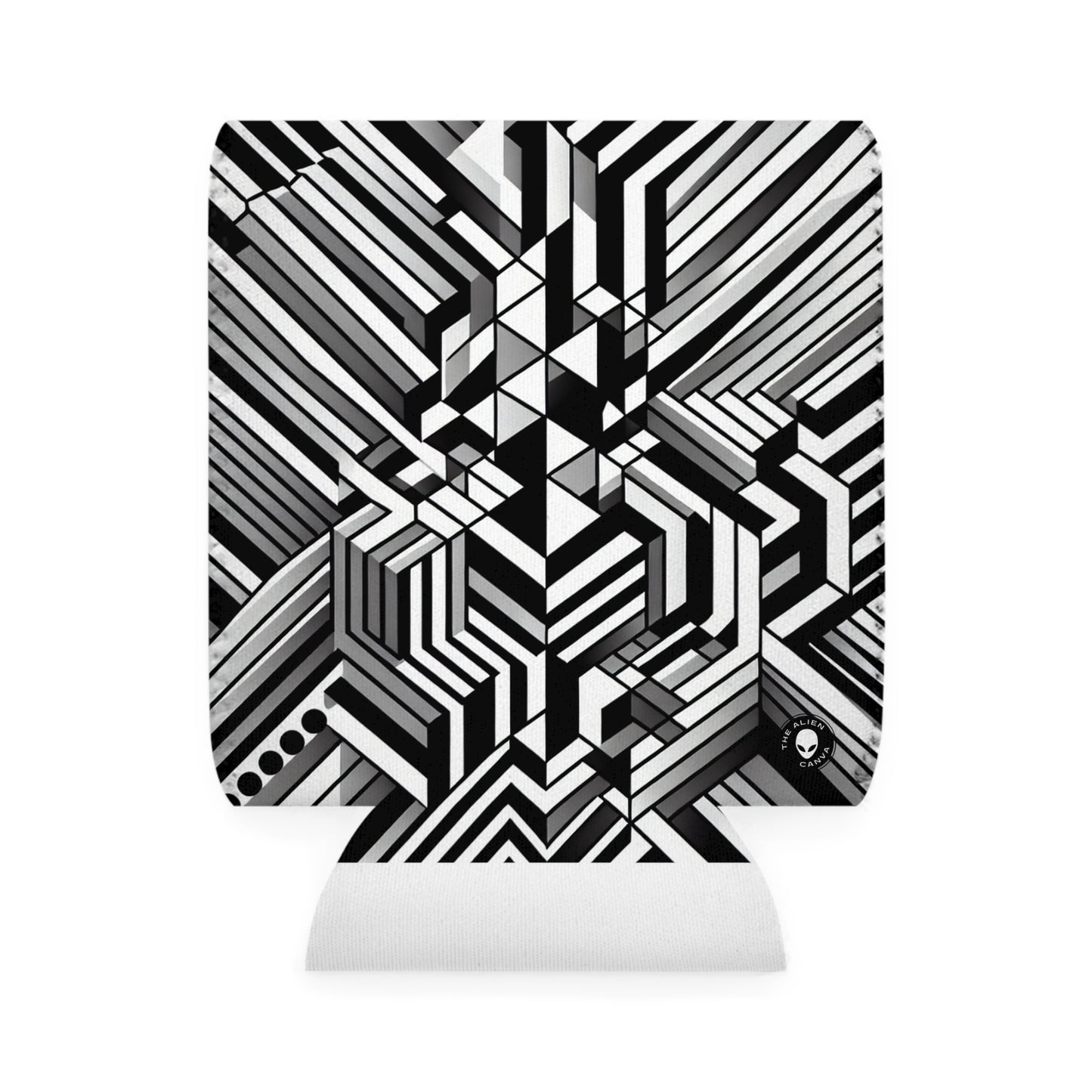 "Perception in Motion: A Mind-Bending Op Art Masterpiece" - The Alien Can Cooler Sleeve Op Art