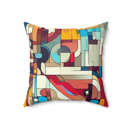 "Galactic Whirlwind: An Abstract Exploration of Cosmic Mysteries"- The Alien Spun Polyester Square Pillow Abstract Art