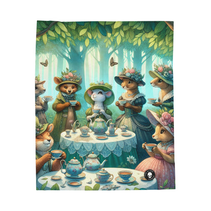 "Fancy Hats and Teacups: A Woodland Tea Party" - The Alien Velveteen Plush Blanket