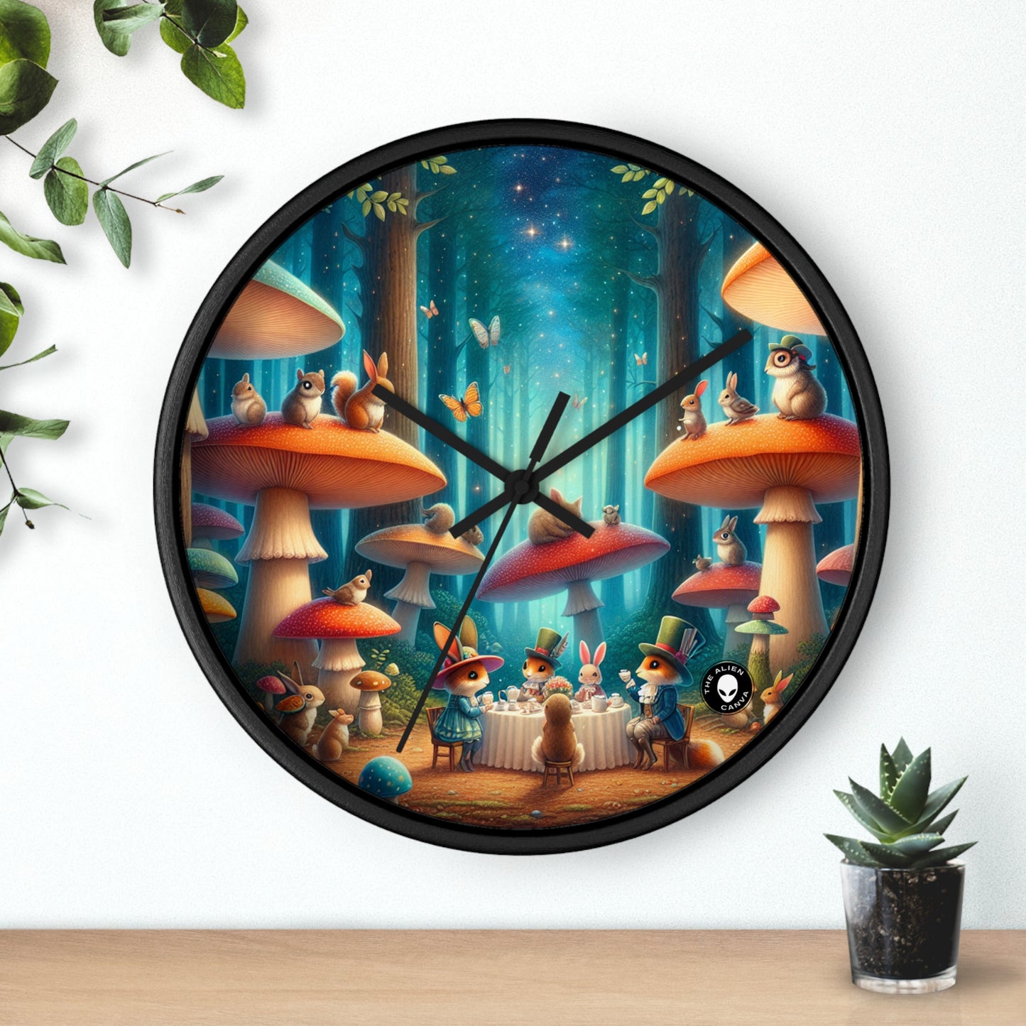 "Mushroom Wonderland: A Magical Tea Party" - The Alien Wall Clock