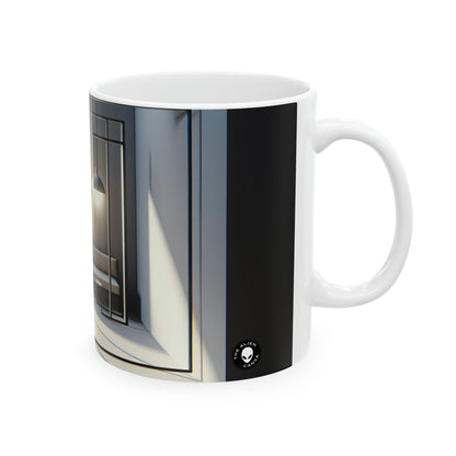 "Monochrome Equilibrium: A Minimalist Exploration of Balance" - The Alien Ceramic Mug 11oz Minimalism