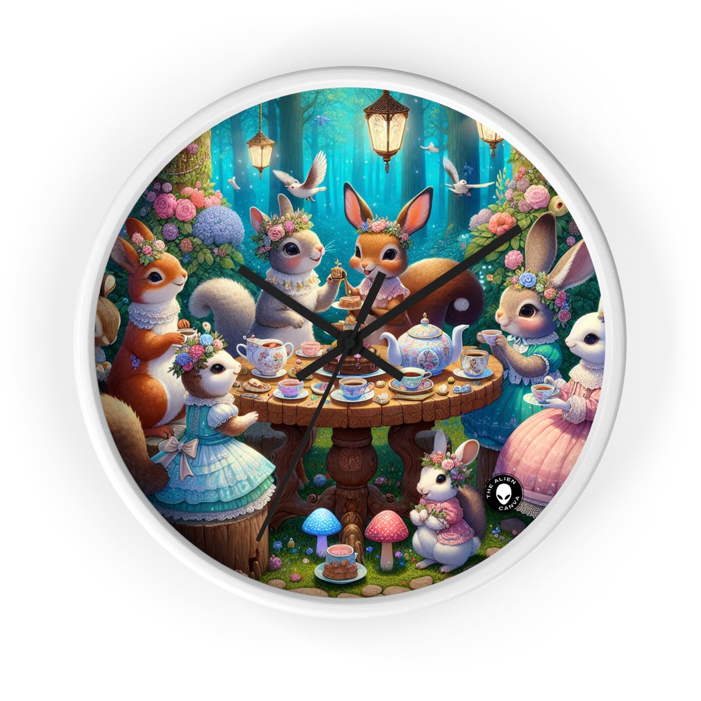 "Enchanted Tea Party in the Woodland Glade" - The Alien Wall Clock