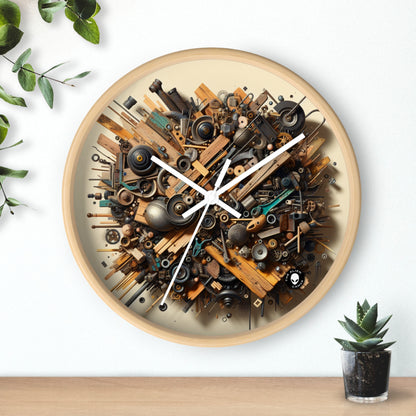 "Nature's Harmony: Assemblage Art with Found Objects" - The Alien Wall Clock Assemblage Art