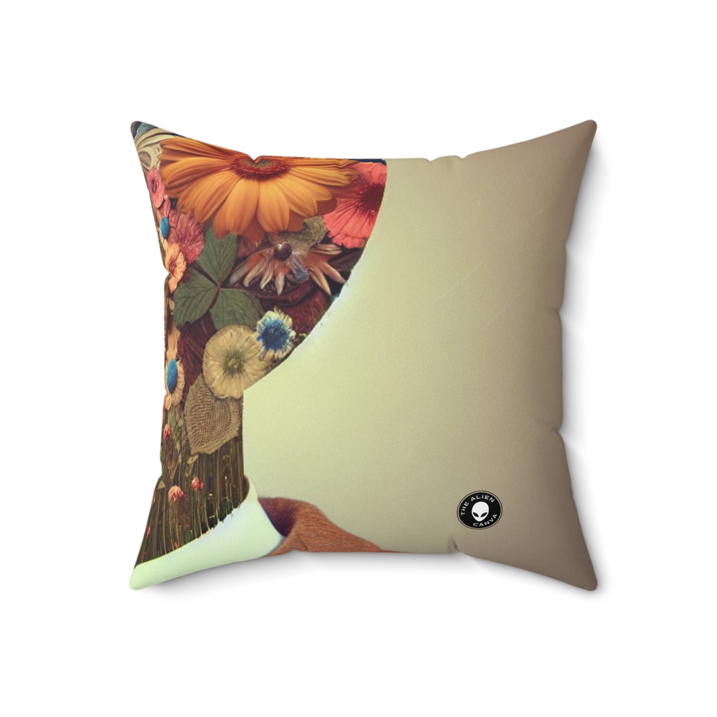 "Nature-Tech Fusion: A Photomontage Exploration"- The Alien Spun Polyester Square Pillow Photomontage