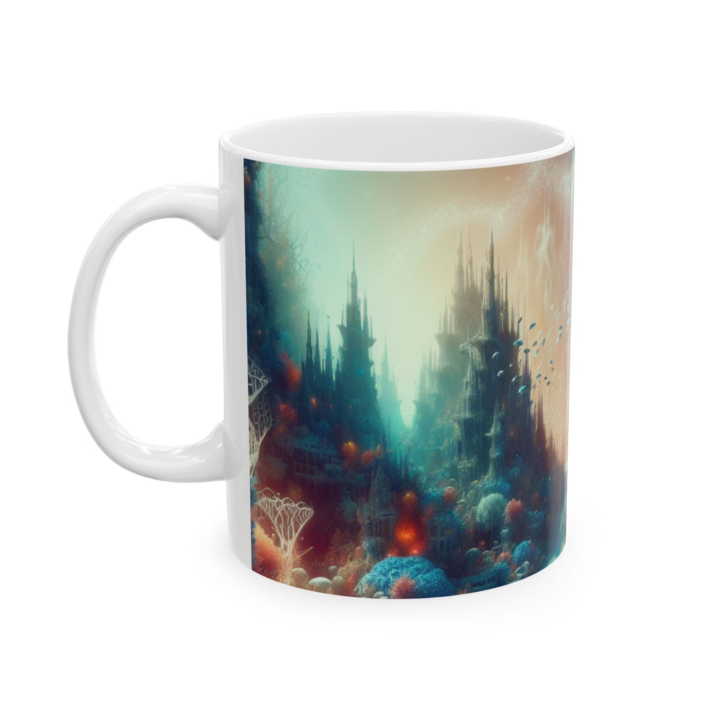 "Paisaje onírico de las profundidades marinas": taza de cerámica extraterrestre de 11 oz